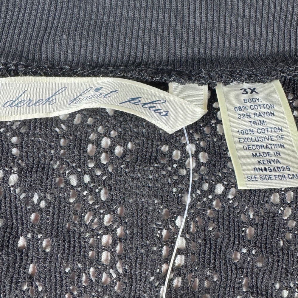 Derek Heart Plus Black Crochet Lace Back Button Front Cardigan Sweater 3X NEW - Picture 3 of 6